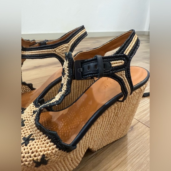 Clergerie Dara Raffia Platform Wedge Sandals - Picture 9 of 9